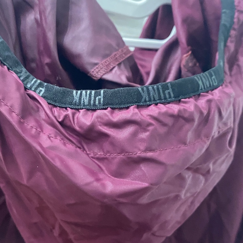 VS PINK Maroon Windbreaker 1/2 Zip Jacket with Hood & Pockets - Picture 5 of 7